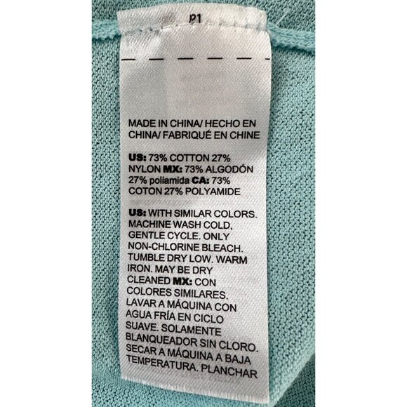 Chicos Rushed Sleeve Cardigan Women 0 Small Beach Aqua Sweater Sheer NWT - Picture 6 of 9